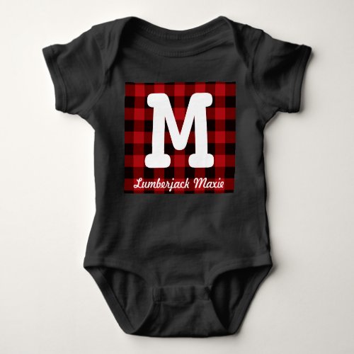 Primitive Cottage Red buffalo Plaid lumberjack Baby Bodysuit