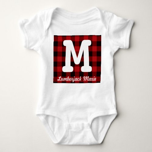 Primitive Cottage Red buffalo Plaid lumberjack Baby Bodysuit