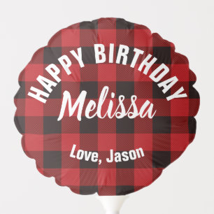 Primitive Cottage Red buffalo Plaid lumberjack Balloon