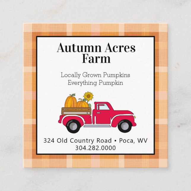 Primitive Country Autumn Farm Fall  Square Business Card (Front)