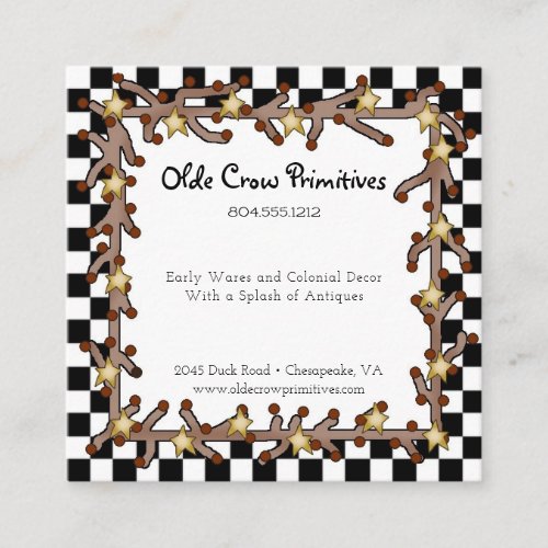 Primitive Country Berries  Stars Business Card 
