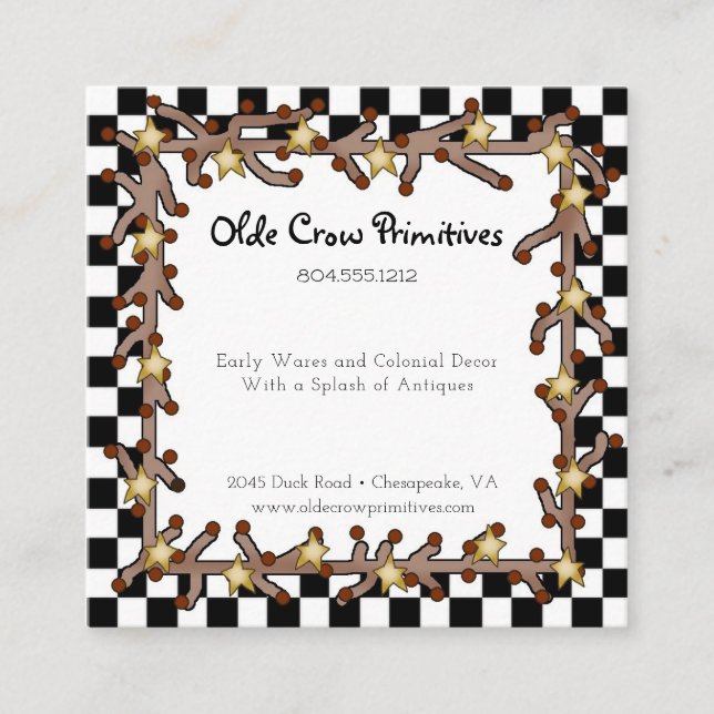 Primitive Country Berries & Stars Business Card  (Front)