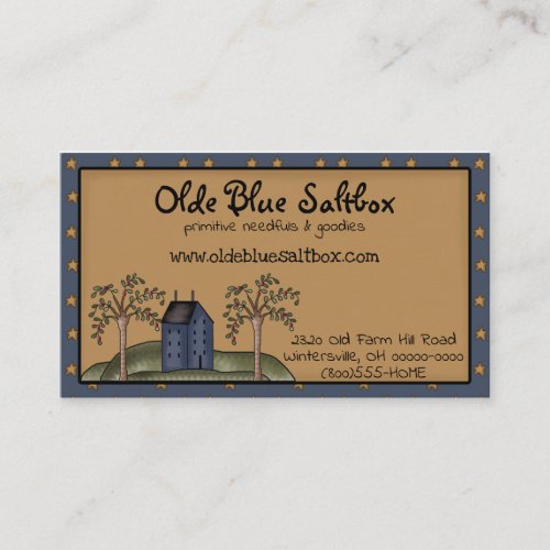 Primitive Country Blue Saltbox House Business Card