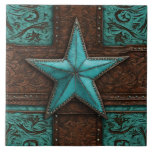 Primitive Country Brown Turquoise Western Star Ceramic Tile<br><div class="desc">Bring rustic elegance to your space with our Primitive Country Brown Turquoise Western Star Ceramic Tile. This beautifully designed tile features a classic Western star motif in rich brown tones with striking turquoise accents, capturing the essence of country living and Southwestern charm. Crafted from high-quality ceramic, it offers durability and...</div>