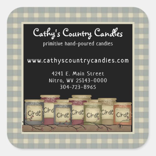 Primitive Country Candles  Pip Berries Square Sti Square Sticker