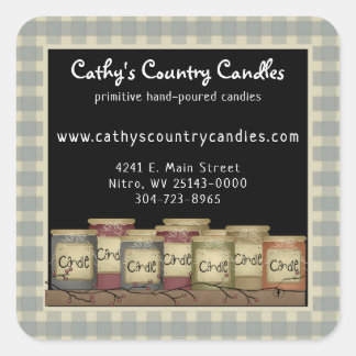 Primitive Country Candles & Pip Berries Square Sti Sticker
