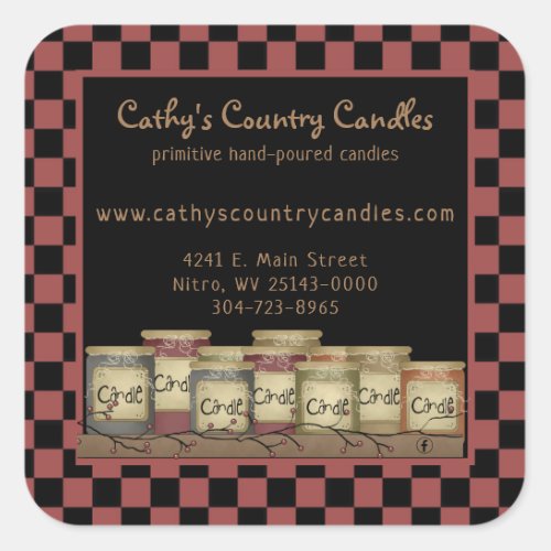 Primitive Country Candles  Pip Berries Square Sticker