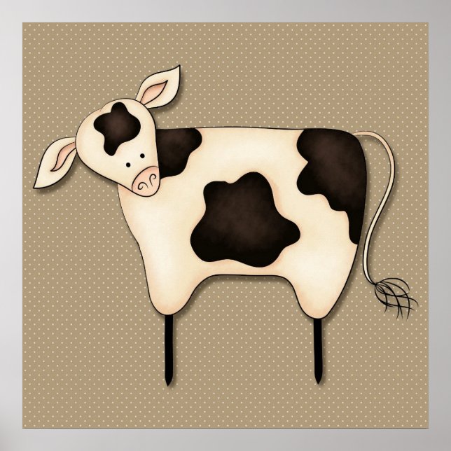 Primitive Country  Cow Decor (Front)