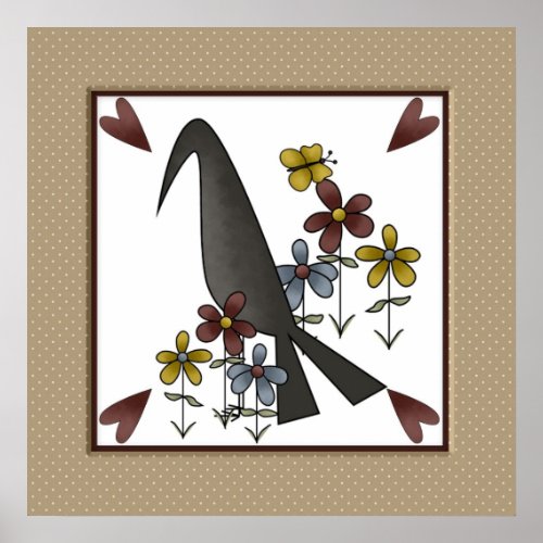 Primitive Country Crow Poster
