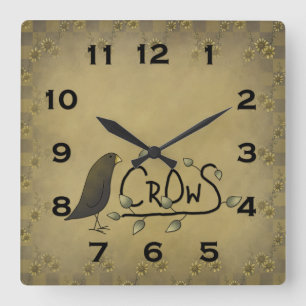 Primitive Country Crow Wall Clock