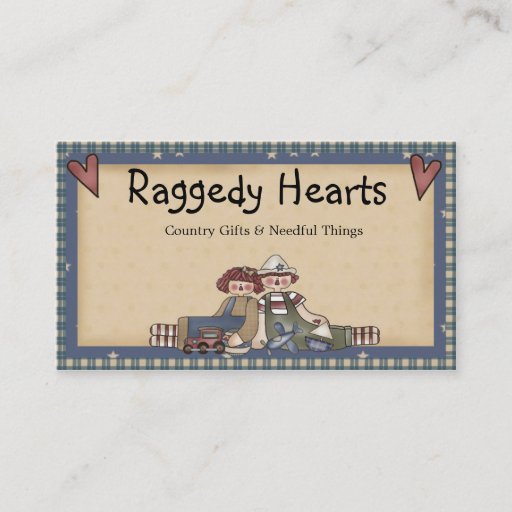 Customizable Raggedy Hearts Primitive Country Business Card