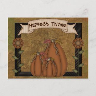 Primitive Country Fall Harvest Postcard