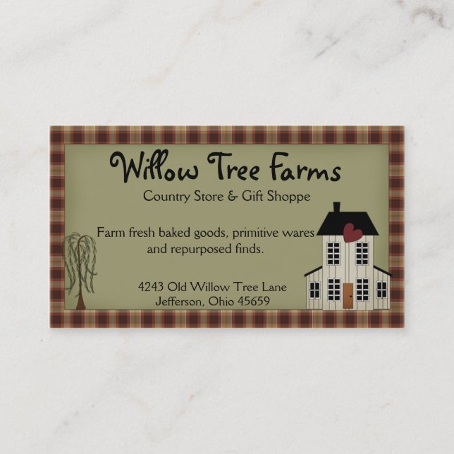 Primitive Country Farmhouse Business Card (Front)