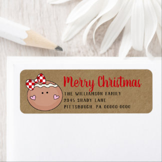 Primitive Country Gingerbread Faces Return Address Label