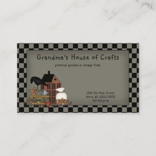 Primitive Country Grungy Saltbox Crow Candle Business Card