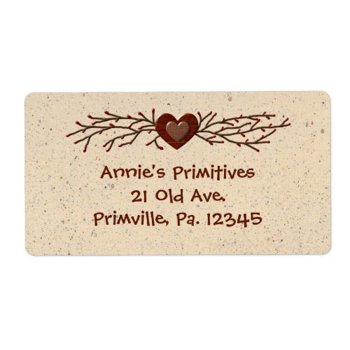Primitive Country Heart Business Label