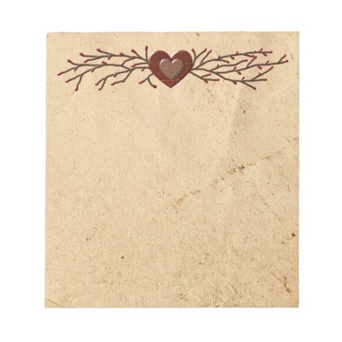 Primitive Country Heart Notepad