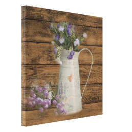 primitive country lavender rustic barn wood canvas print