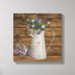 primitive country lavender rustic barn wood canvas print