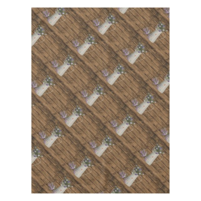 primitive country lavender rustic barn wood tablecloth (Front)