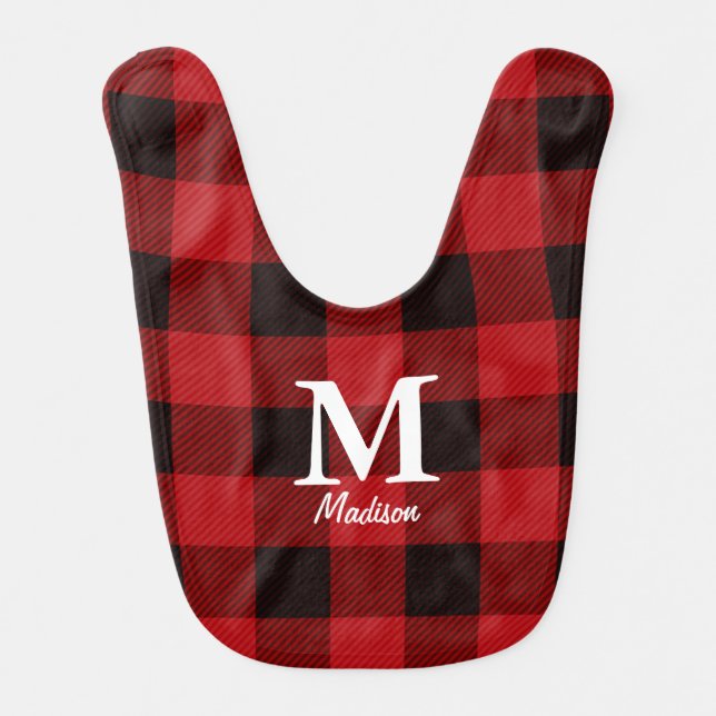 Primitive country lumberjack Red buffalo plaid Bib (Front)
