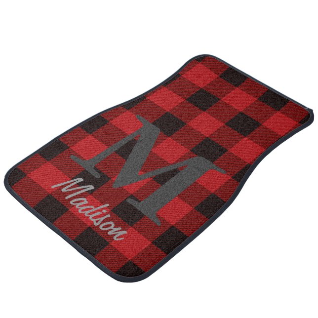 Primitive country lumberjack Red buffalo plaid Car Mat (Angled)