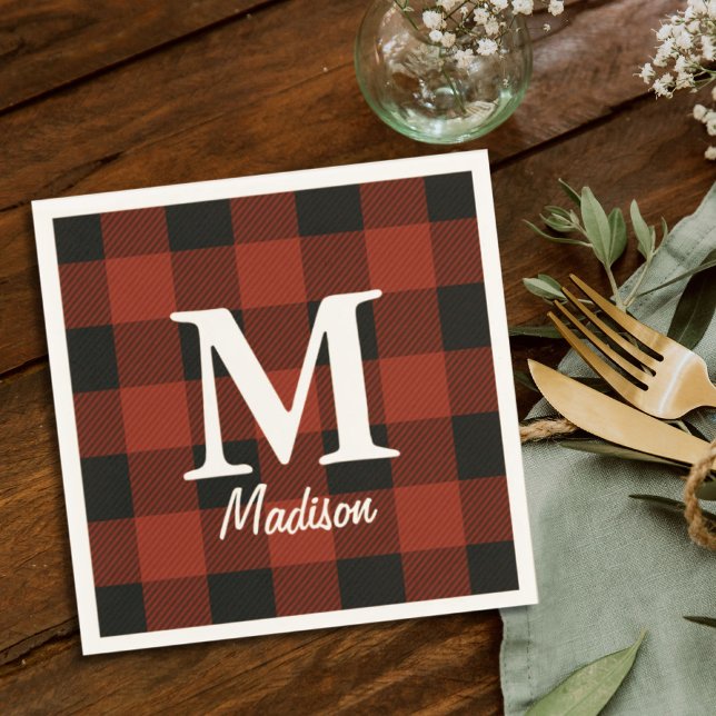 Primitive country lumberjack Red buffalo plaid Paper Napkins (Creator Uploaded)