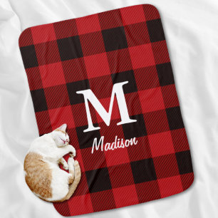 Primitive country lumberjack Red buffalo plaid Swaddle Blanket