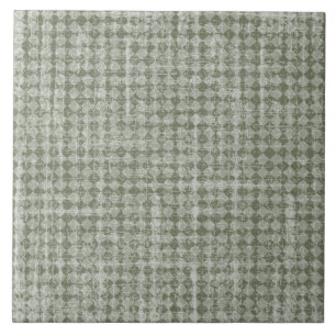 Primitive Country Olive Green Diamond Check Ceramic Tile