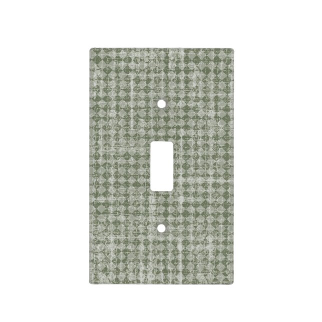 Primitive Country Olive Green Diamond Check Light Switch Cover (Front)