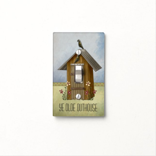 Primitive Country Outhouse Crows Flowers Light Switch Cover (In Situ)