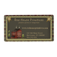 Primitive Country Red Saltbox House /Stars