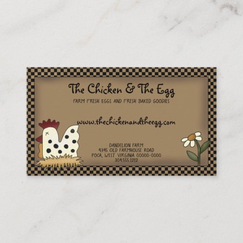 Primitive Country Rustic Farmhouse Chicken Kraft Business Card