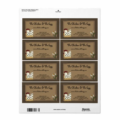 Primitive Country Rustic Farmhouse Chicken Kraft   Label