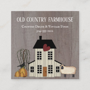 Primitive Country Rustic Old Farmhouse Fall Sheep Square Business Card