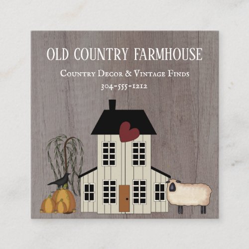 Primitive Country Rustic Old Farmhouse Fall Sheep  Square Business Card