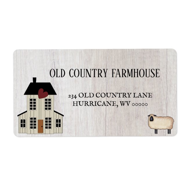 Primitive Country Rustic Old Farmhouse Sheep  Label (Front)