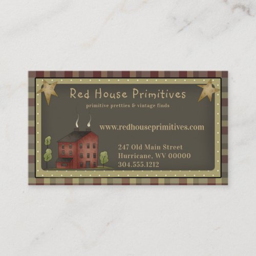 Primitive Country Rustic Saltbox and Stars Business Card