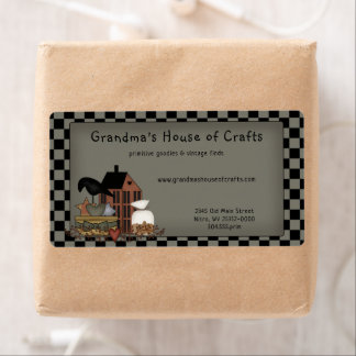 Primitive Country Saltbox House Crow Shipping Label