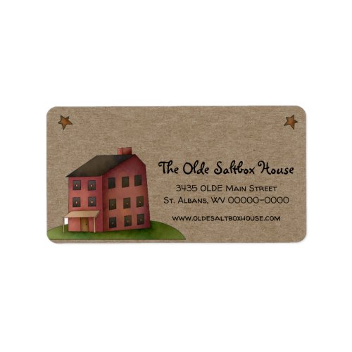 Primitive Country Saltbox House Return Address  Label