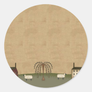 Primitive Country Scene Sticker