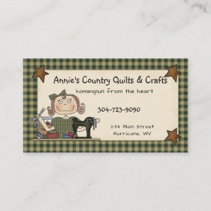 Primitive Country Sewing Doll Homespun Rustic Business Card
