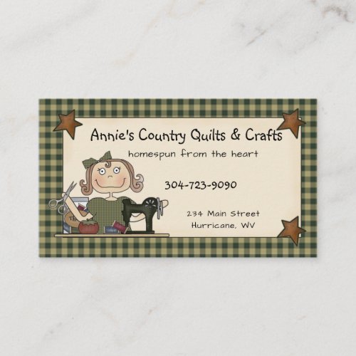 Primitive Country Sewing Doll Homespun Rustic  Business Card