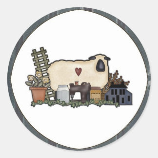 Primitive Country Sheep & Accessories Sticker