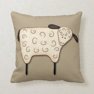 Primitive Country Sheep Decor Throw Pillow