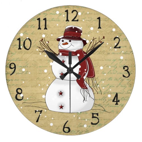 Primitive Country Snowman Clock