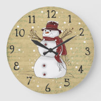 Primitive Country Snowman Clock