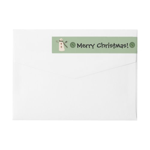 Primitive Country Snowman Wraparound Address Label