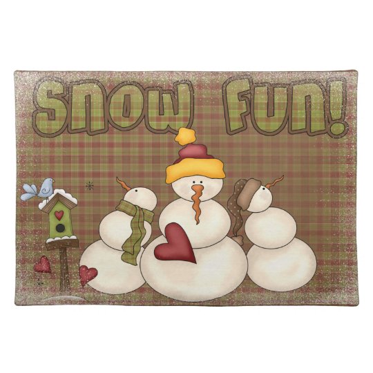 Primitive Country Snowmen Winter Scene Placemat