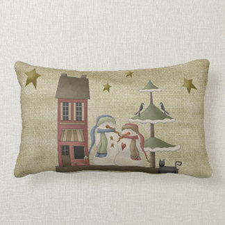 Primitive Country Style Snowman Pillow